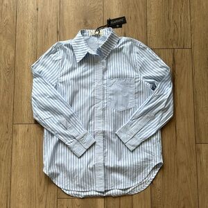 NWT Blank NYC Blue and White Striped Button Down Shirt Women’s Small